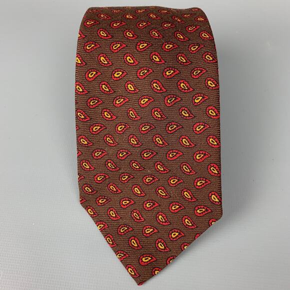 RIVETZ of BOSTON Brown & Red Paisley Tie - Picture 1 of 3